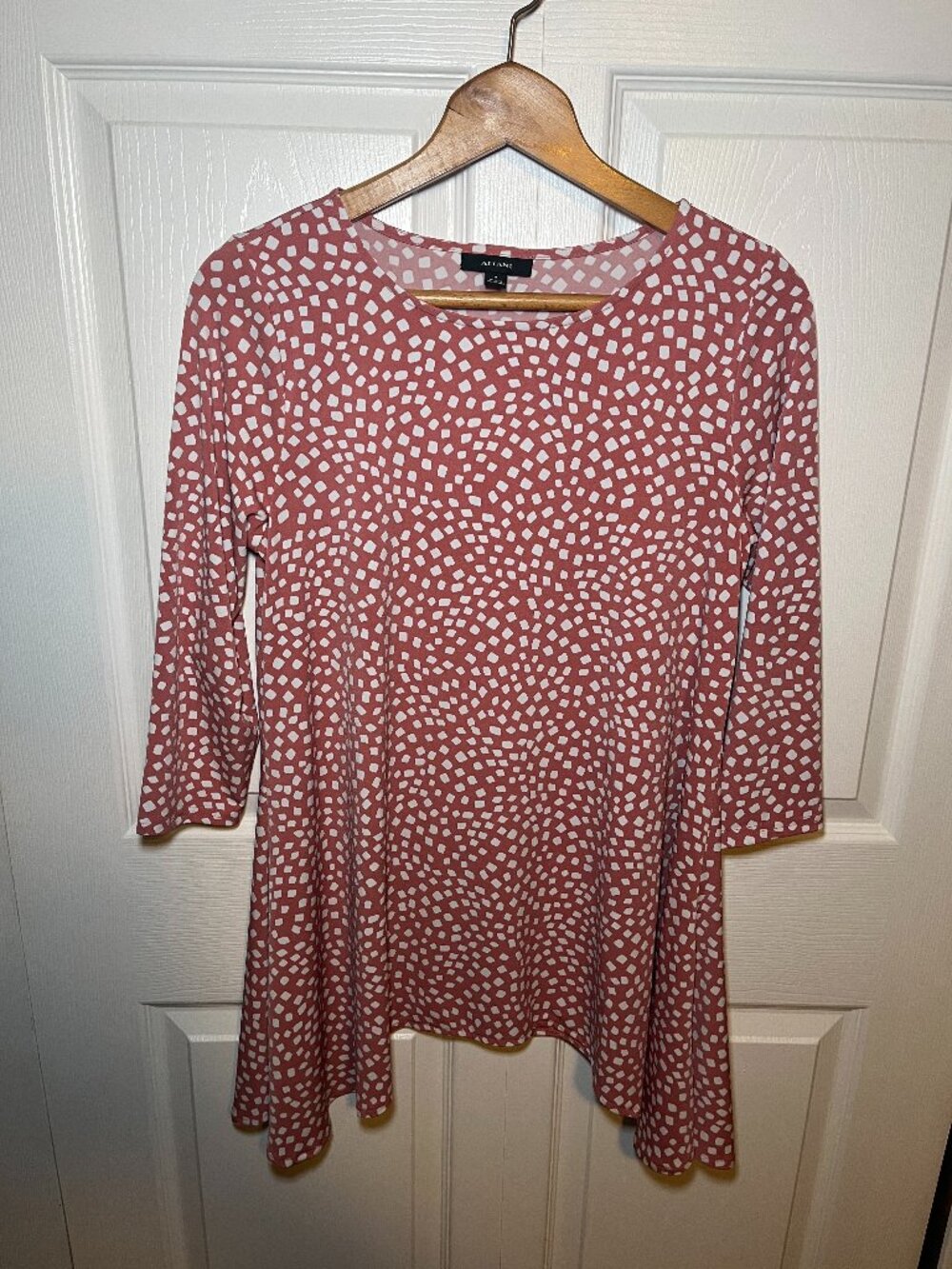 Alfani Pink Brown Print Flowy Top Medium 3/4 Sleeve